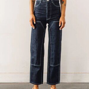 Jesse Kamm patchfront handy pants, dark blue denim ~ small size 6 (please read)